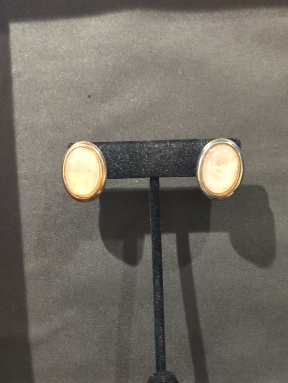 Classic Oval Peach Stone Stud Earrings - Unbranded